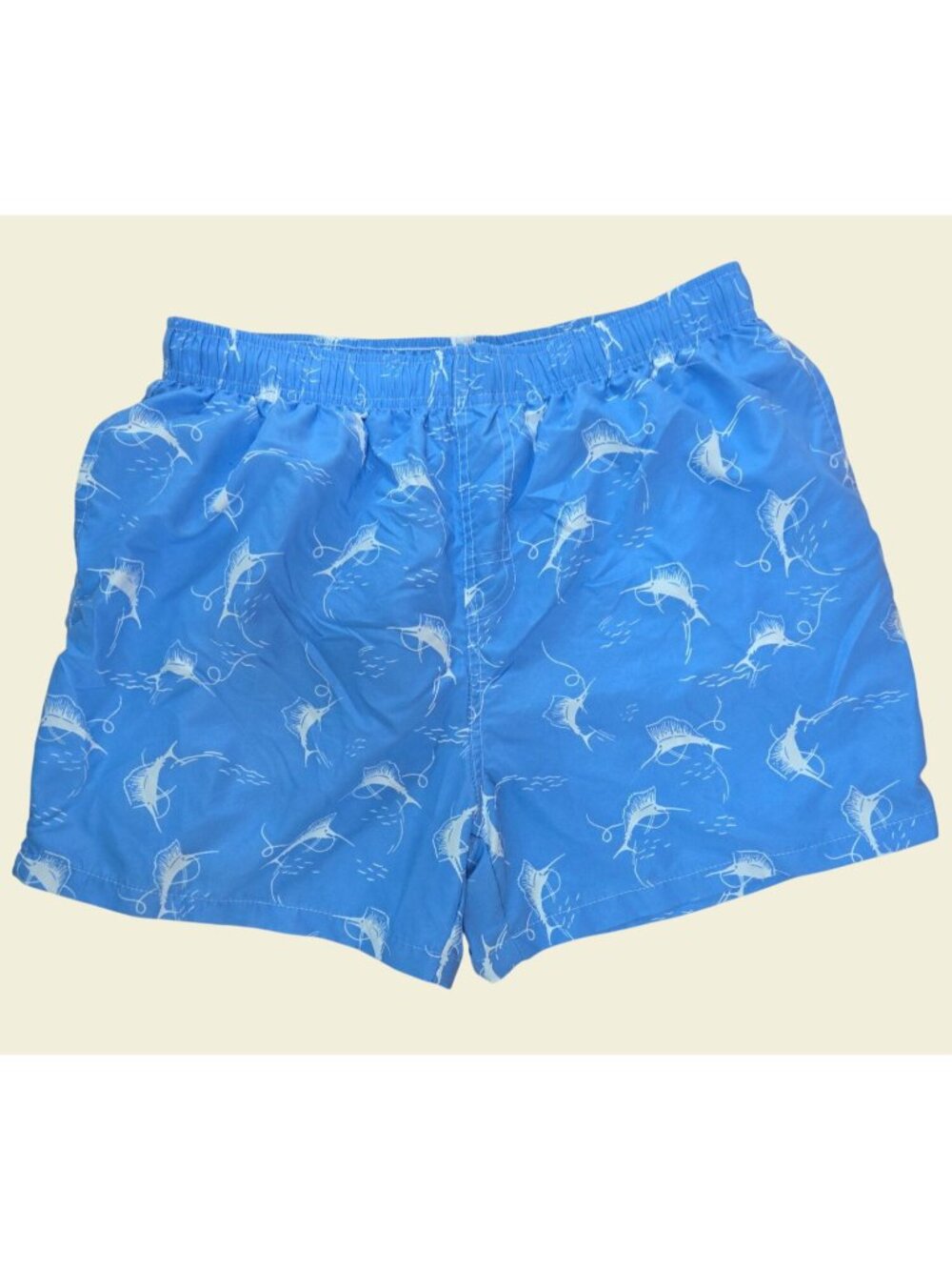 Bluewater Beach Mens Blue Shark Swim Trunks Large
